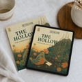 The Hollow ebook on iPad resting on the printed book, digital and print files in one