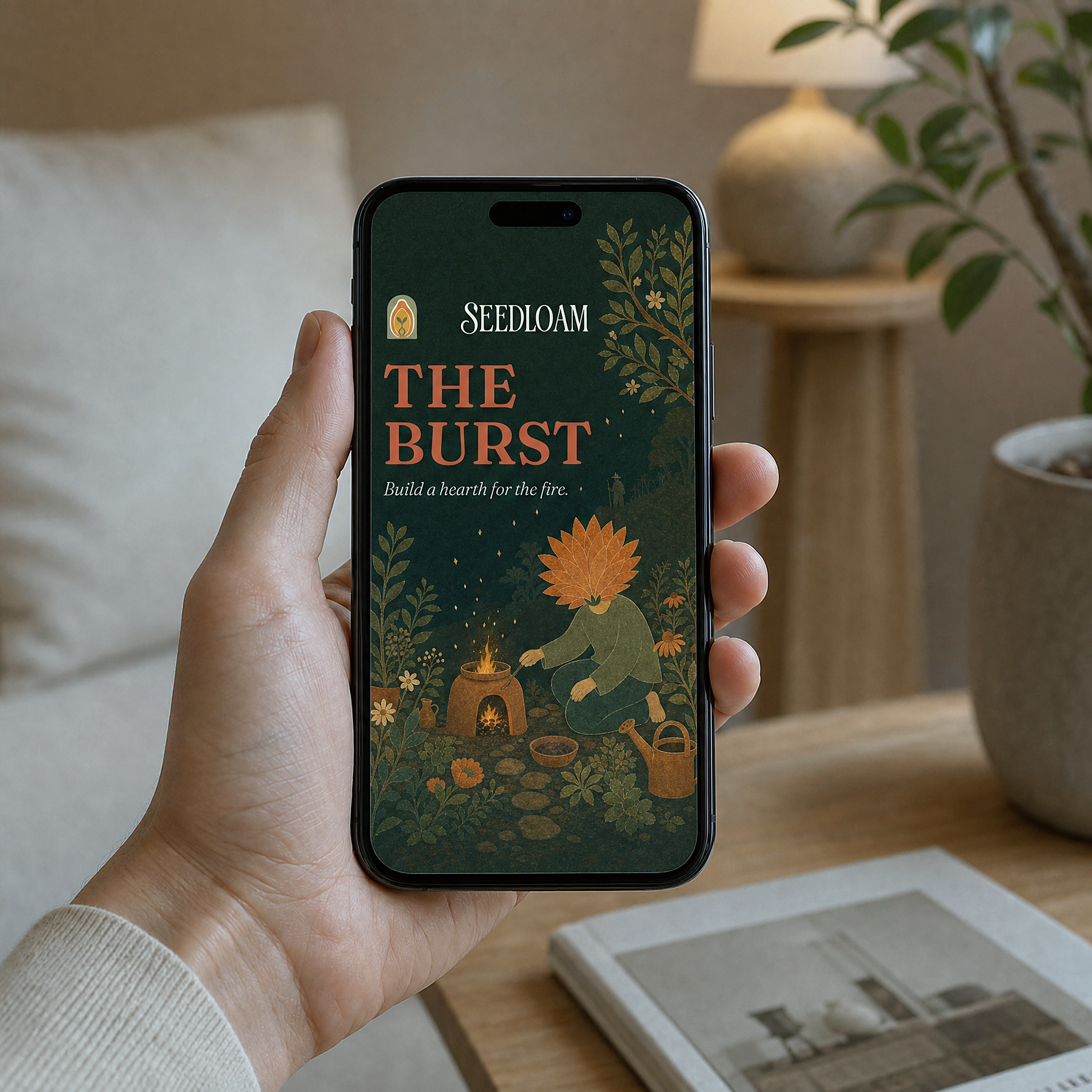 The Burst ebook on iPhone in hand