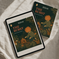 The Burst ebook on iPad resting on the printed book, digital and print files in one